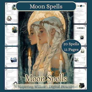 Moon Spells: Book of Shadows Grimoire Pages, Lunar Magic (PDF Digital Download) image 1
