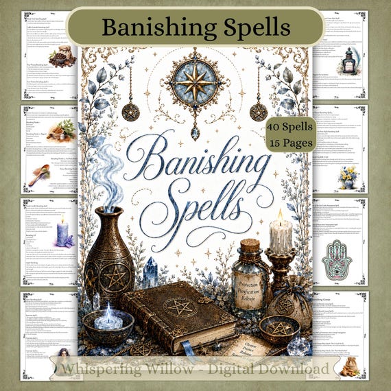 Banishing Spells Book of Shadows & Grimoire Pages, BOS Pages Essentials