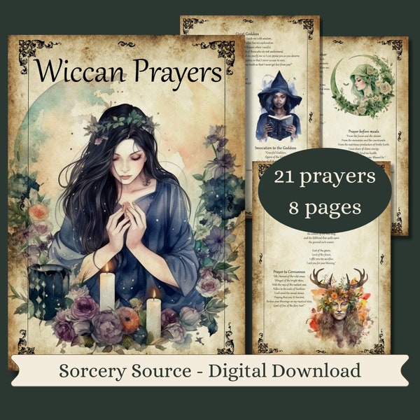 Wiccan Prayers, Wicca for Beginners, Baby Witch, Digital Book, Wicca, Grimoire Pages, Book of Shadows, Witch Journal, Spell Books, BOS Pages