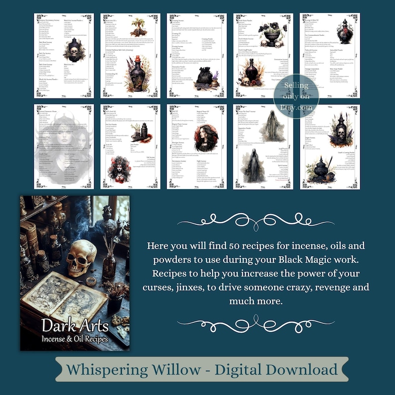 Recepten wierook en oliën Dark Arts, Grimoire-pagina's Book of Shadows, Black Magic BOS-pagina's afbeelding 3