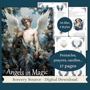 Angels in Magic, Book of Shadows Grimoire Pages, Archangels & Guardian Angels Prayers, BOS Pages