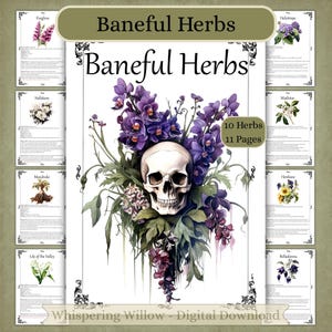 Descarga digital de Hierbas Perniciosas, 10 páginas de hierbas, páginas de grimorio de brujería