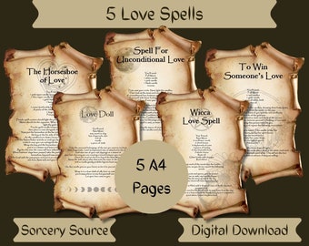 Love Spells, BOS Pages, Printable Pages, Witchcraft Pages, Wicca, Witchcraft, Book of Shadows Pages, Grimoire Pages, baby Witch, Spell Books