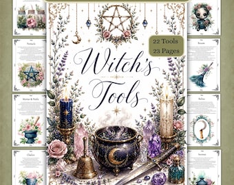 Witch's Tools Bundle: Book of Shadows Grimoire Pages (PDF Digital Download)
