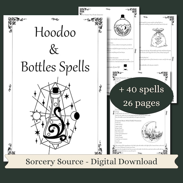 Hoodoo Spells, Digital Book, BOS Pages, Witchcraft, Baby Witch, Grimoire Pages, Grimoire Printable, Book of Shadows Pages, Spell Books