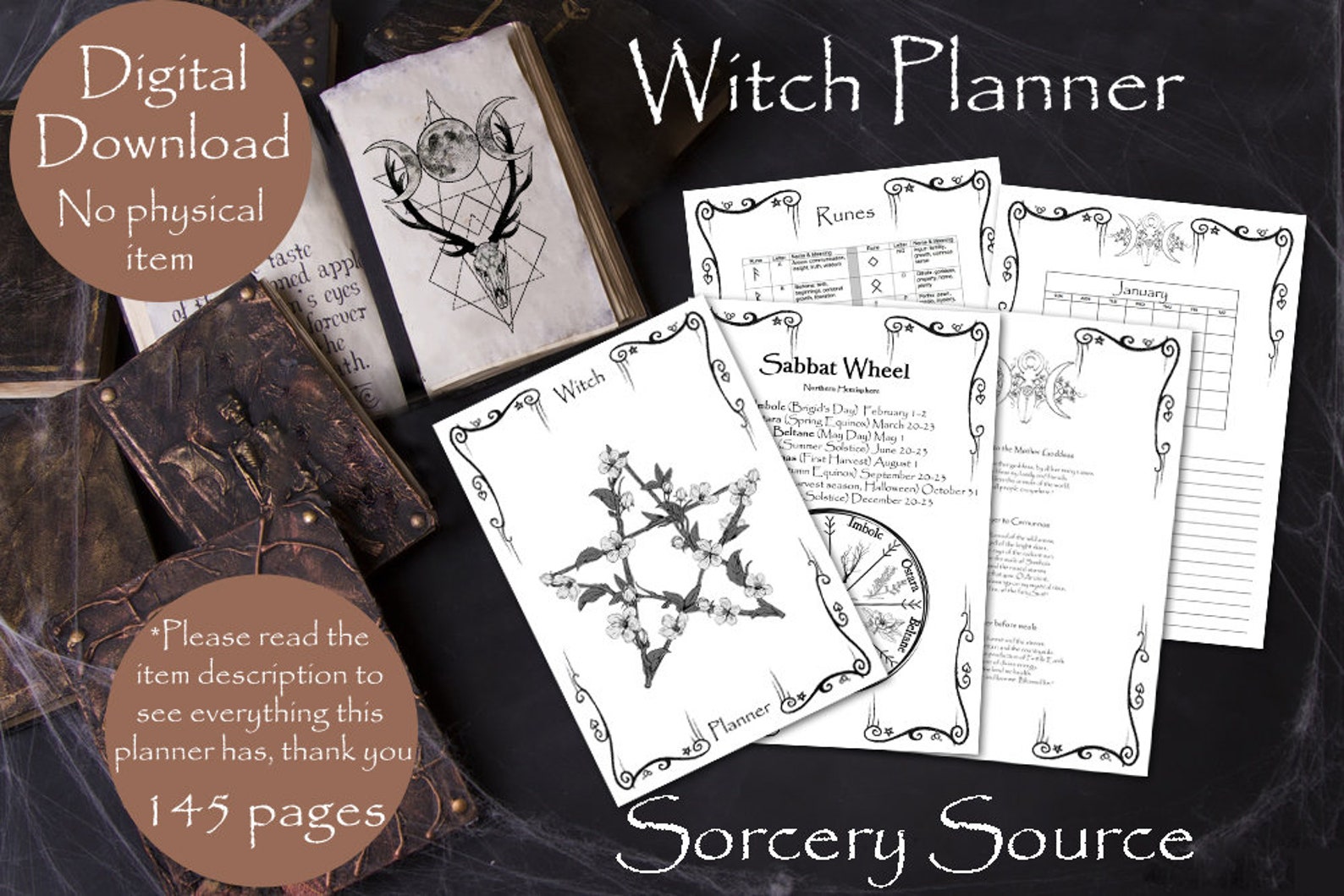 Witch Planner 2023 145 Pages Witch Calendar Baby Witch - Etsy