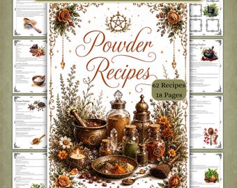 Magic Powder Recipes, Book of Shadows Grimoire Pages (PDF Download)