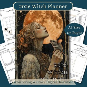 2026 Witch Planner: Monthly, Daily Planner, Lunar Phases, Sabbats (A5 Size PDF Download)