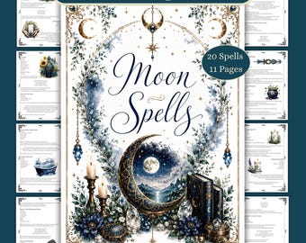 Moon Spells: Book of Shadows Grimoire Pages, Lunar Magic (PDF Digital Download)