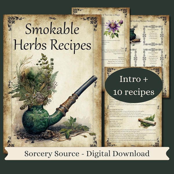 Smokable Herbs Recipes for Spells, Herbs in Witchcraft, Herbal Grimoire and Book of Shadows