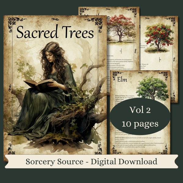 Sacred Trees Vol2, Trees in Witchcraft, Herbal Grimoire, Book of Shadows, Baby Witch Herb Correspondences, Witch Pages Printable