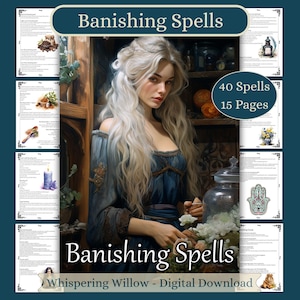 Libro de las Sombras y páginas de grimorio de hechizos de destierro, páginas esenciales de BOS