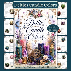 Deities Sacred Candle Colors: Book of Shadows Grimoire Pages (PDF Digital Download)