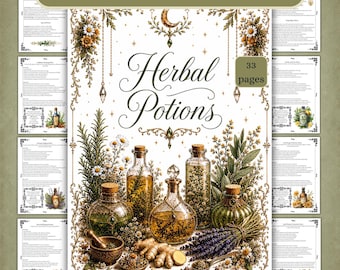 Herbal Potion Recipes Grimoire Pages, Witchcraft Book of Shadows (Digital Download)