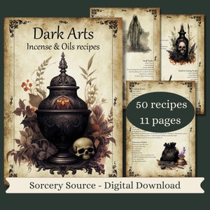 Dark Arts Incense & Oils Recipes, Book of Shadows Grimoire Pages, Black Magic BOS Pages