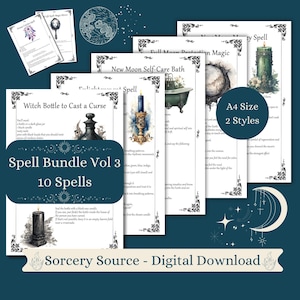 Spell Bundle Vol.3, BOS Pages, Grimoire Pages, Baby Witch, Witchcraft, Spell Book, Wiccan Spells, Book of Shadows Printable, Wicca