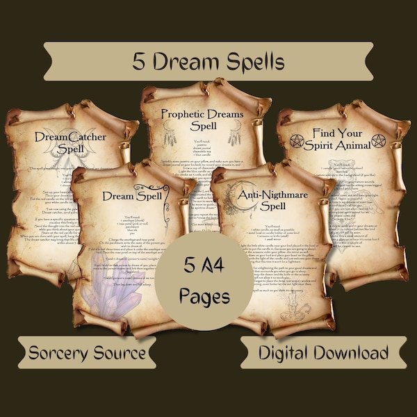 Dreams Spells, BOS Pages, Printable Pages, Witchcraft BOS Pages, Wicca, Witchcraft, Book of Shadows, Pagan, Spell Books, Grimoire Pages