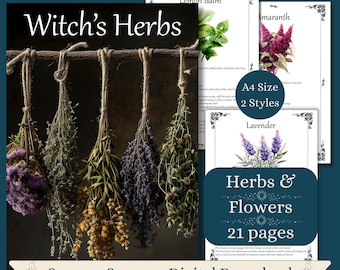 Witch&#39;s Herbs Guide, Herbs in Witchcraft, Book of Shadows Grimoire Pages, Baby Witch Herb Correspondences