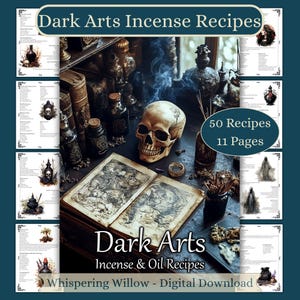 Recetas de incienso y aceites de artes oscuras, páginas del grimorio del Libro de las Sombras, páginas del Libro de las Sombras de magia negra