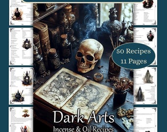 Dark Arts Incense & Oils Recipes, Book of Shadows Grimoire Pages, Black Magic BOS Pages