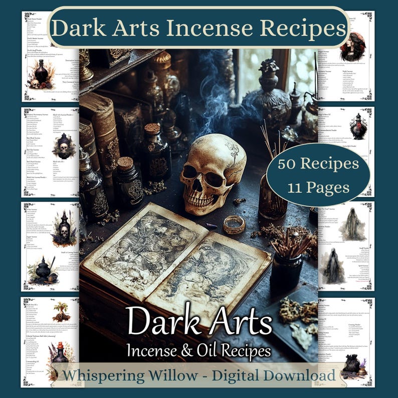 Recepten wierook en oliën Dark Arts, Grimoire-pagina's Book of Shadows, Black Magic BOS-pagina's afbeelding 1