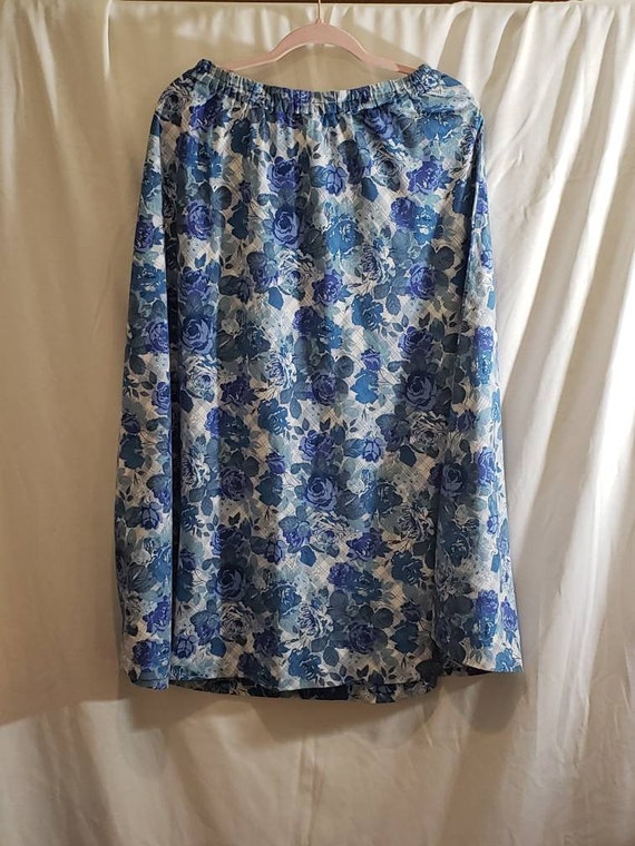 Handmade Blue Rose and Plaid Vintage Skirt