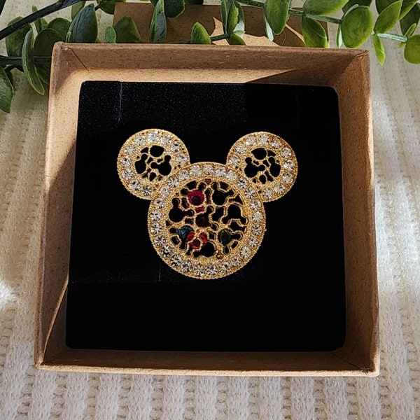 Mouse Inspired Brooch Pin Rhinestone Embellishment Brooch for theme Wedding or Birthday Mouse Brooch Gift for fan enthusiast