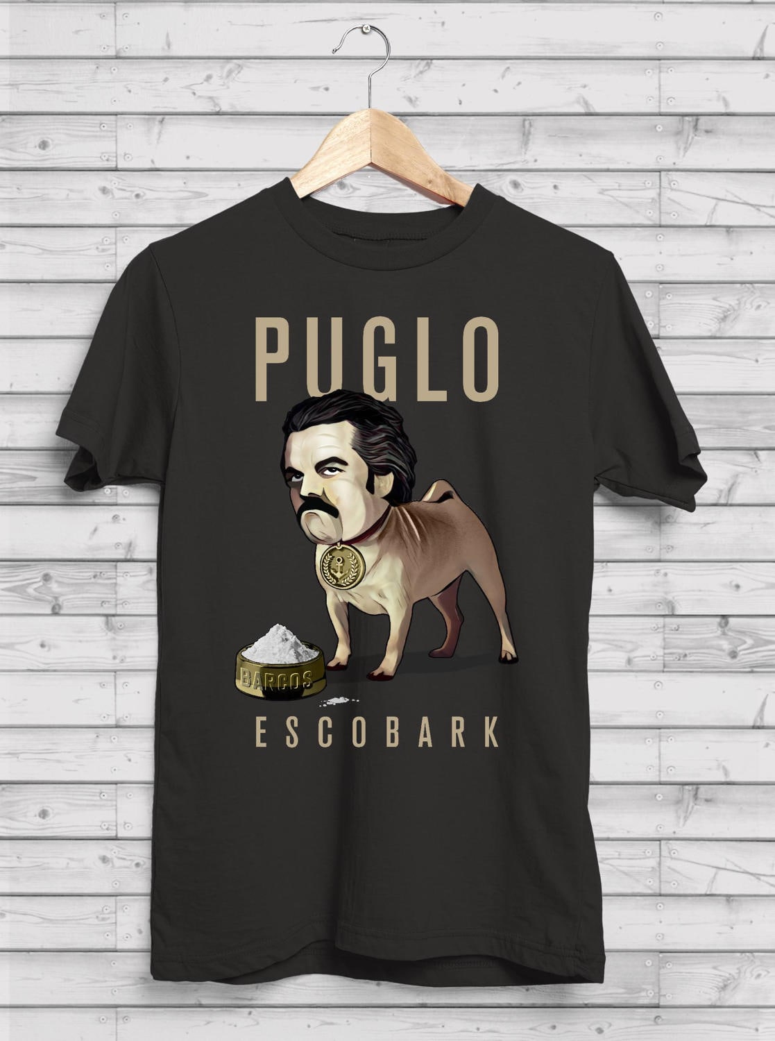 Narcos / Pablo Escobar Camiseta / Puglo Escobark / Regalo de novio /  Festival Ropa / Regalo De pug / Camiseta divertida - Etsy México, image size:1117x1500