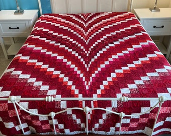 Red bargello quilt in queen size