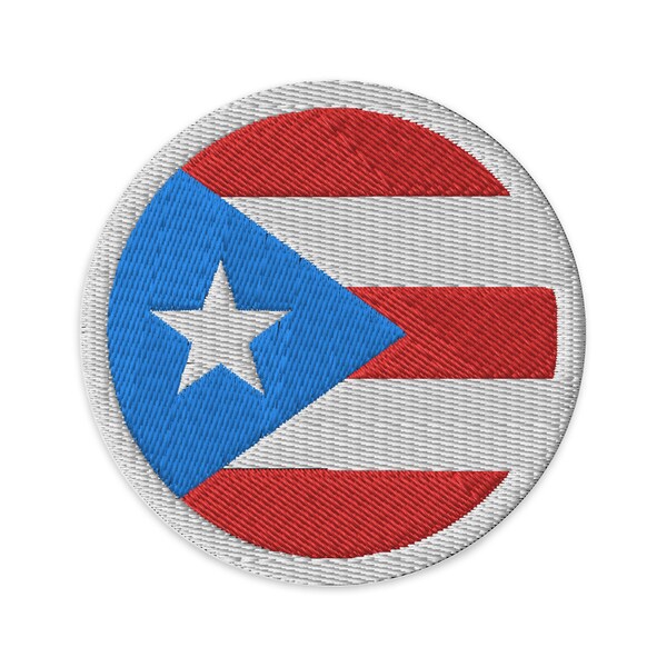 Embroidered Patch of the Puerto Rican Flag - Circular Version - for lovers of the boricuas and old San Juan or Rio Piedras