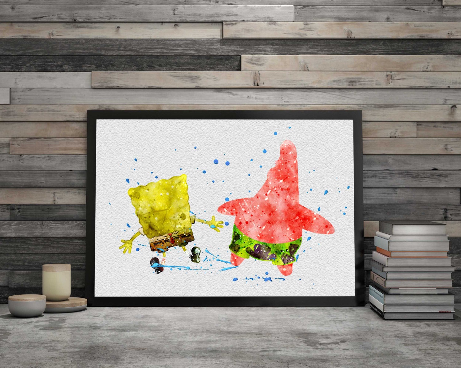 SpongeBob SquarePants watercolor poster digital poster Art | Etsy