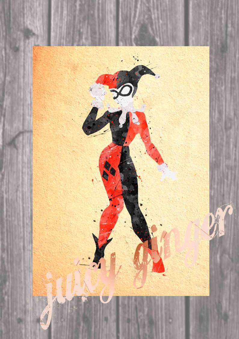 Harley Quinn Art Print Batman Watercolor Poster Art Print Etsy