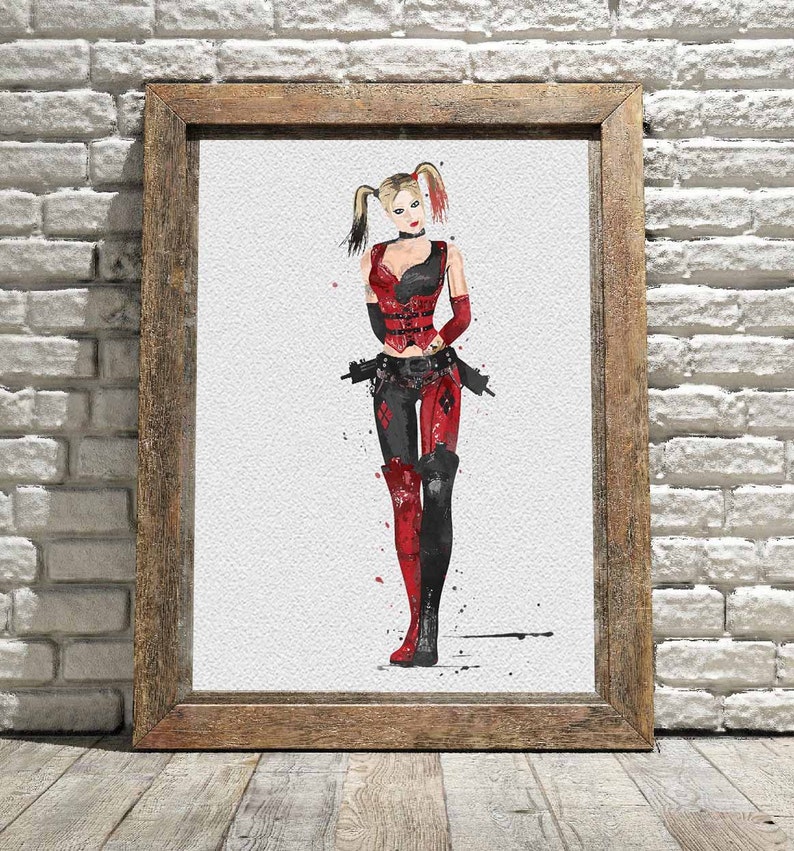 Harley Quinn Art Print Batman Watercolor Poster Art Print Etsy