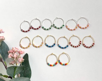 Small hoop earrings/For fans/ Fine line/hs1/ gold and Silver/beads/fangirl/Styles