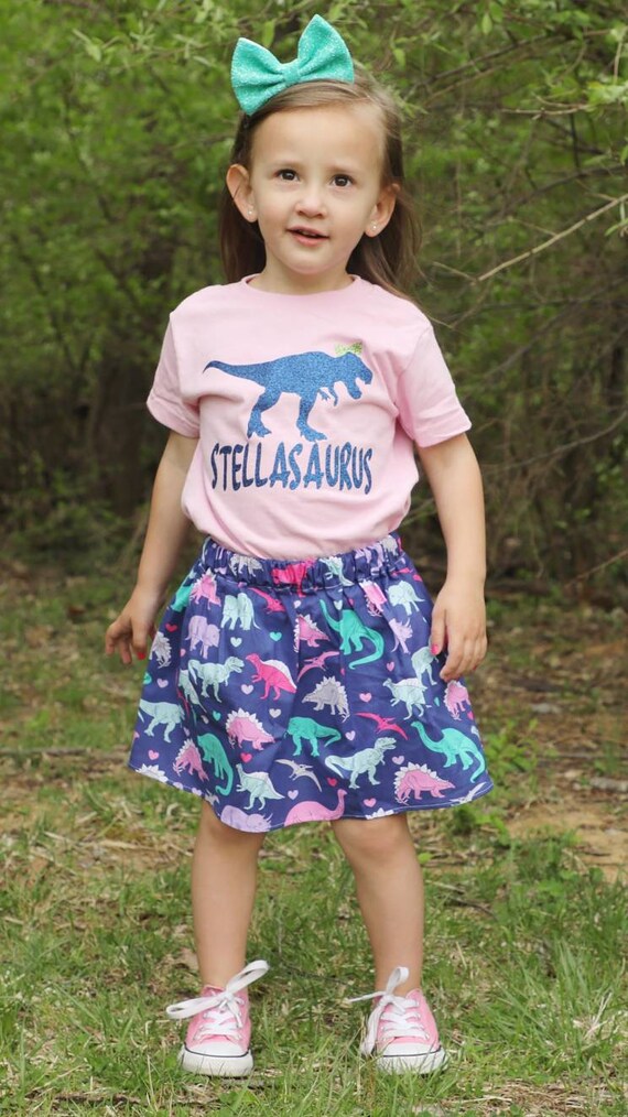 Dinosaur Skirt Pink Dinosaurs Skirt Dinosaurs and Hearts - Etsy