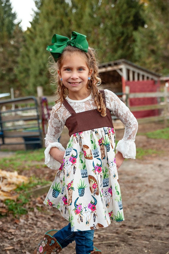 Cowgirl Dress Girls Western Dress Boho Outfit Horse Dress 