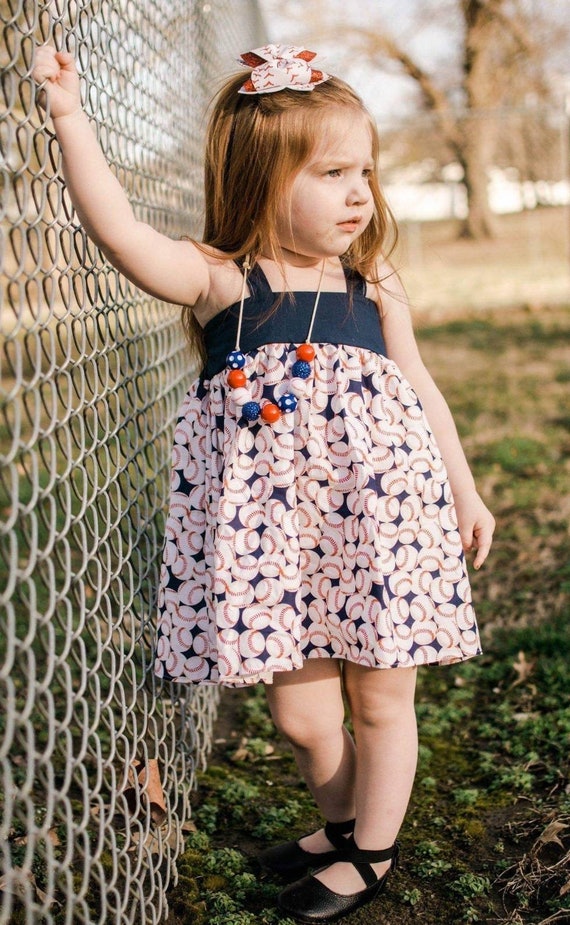 Baseball Dress, Girls Clothing, Birthday Outfit, Sports Dress 