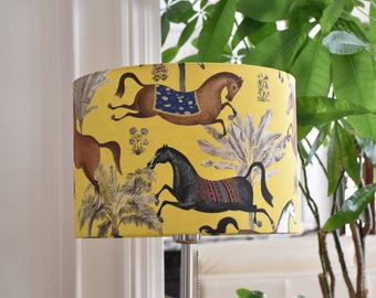 Horse motif “Caspian” cylinder lampshade