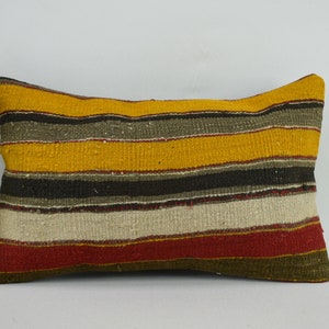 decorative kilim pillow / natural wool pillow / home decor pillow / lumbar pillow / striped pillow /  12x20 kilim pillow cover code 4582