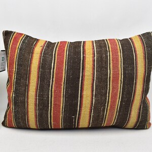 Turkish kilim pillow case, Striped kilim pillow, Saloon pillow, Washable pillow, Tribal pillow, Sofa pillow, 16x24 cushion cover, code 3000