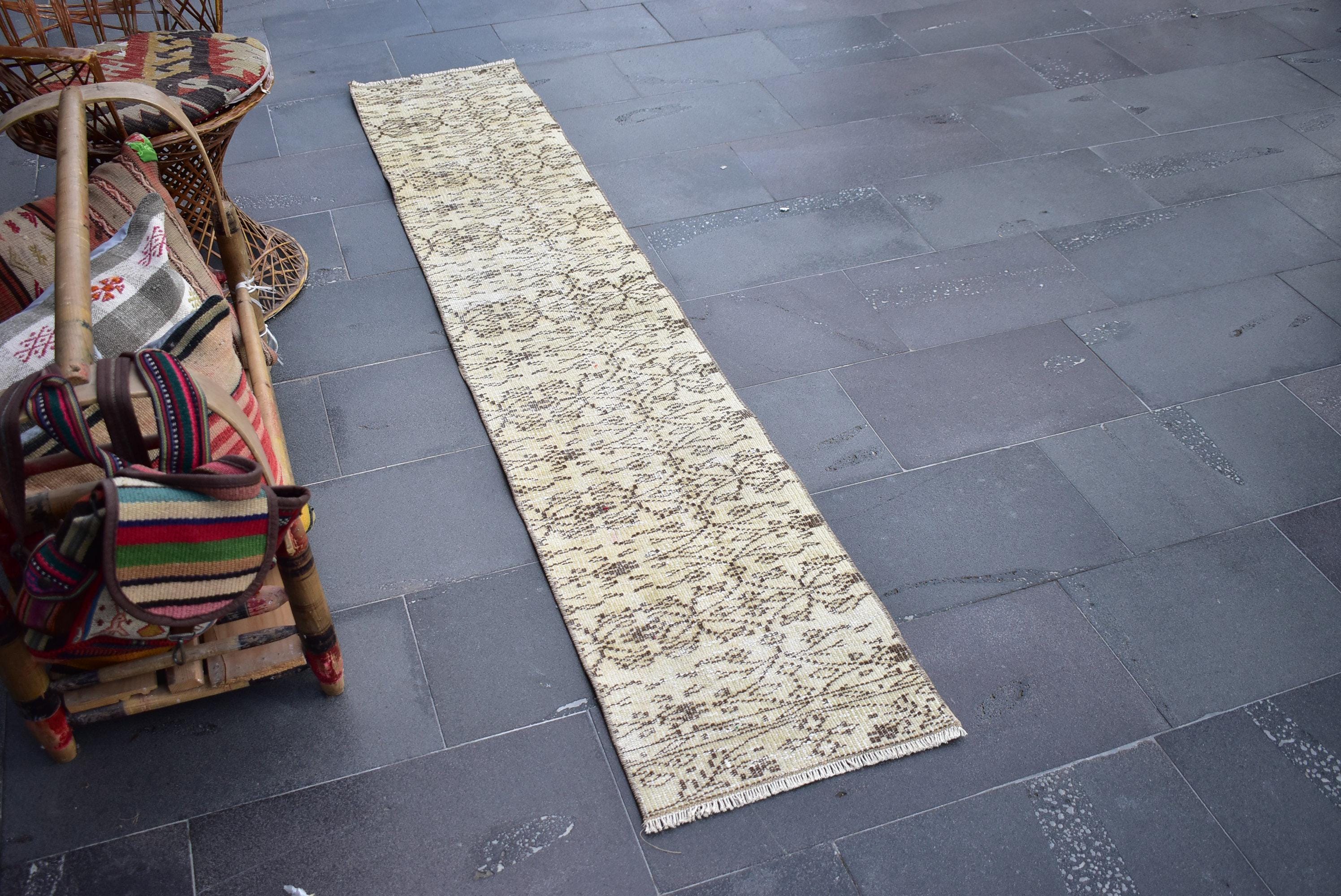 ヴィンテージトルコランナーラグ：1.5 x 7.7フィート、ハンドメイド