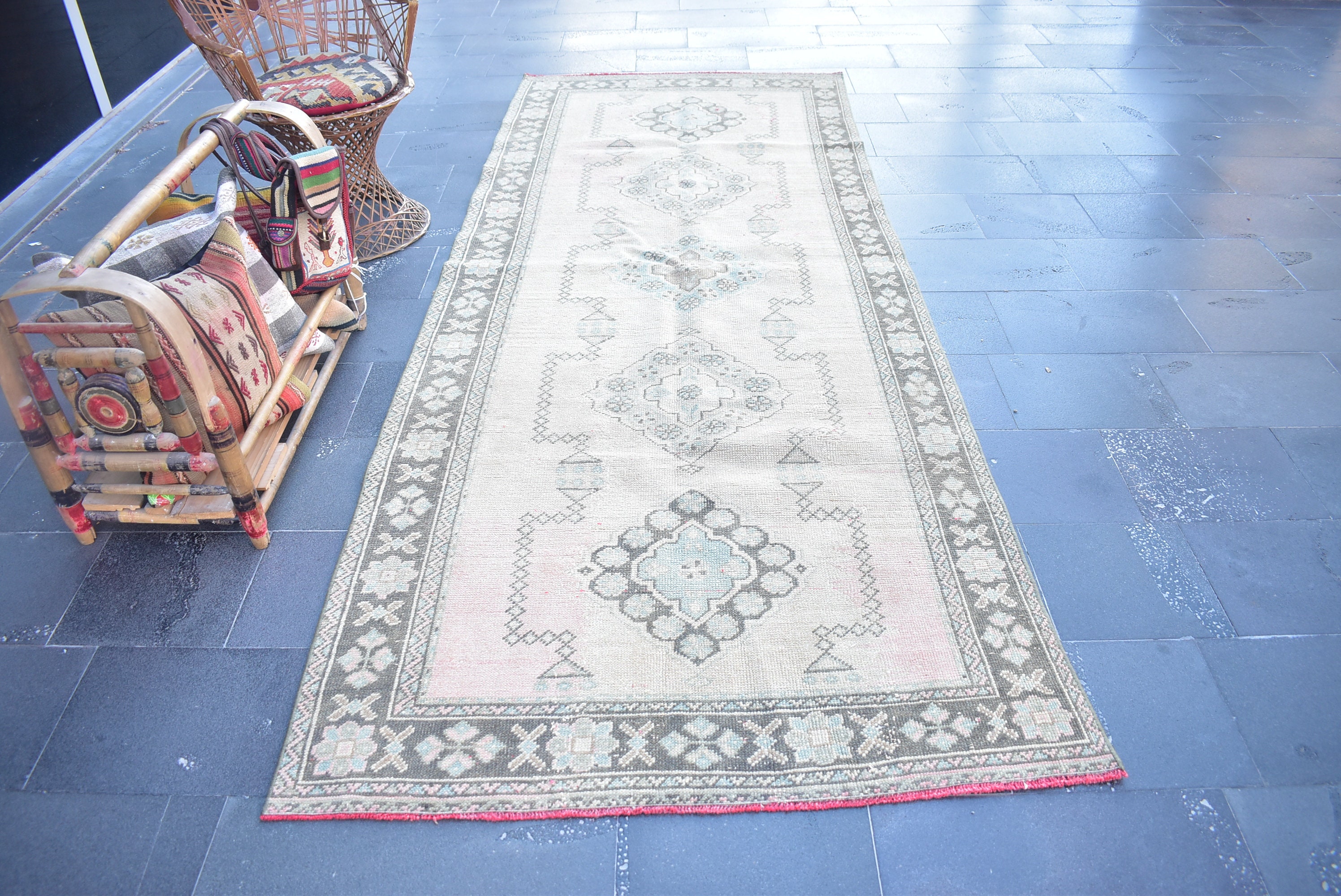 Turkish Rug, Vintage Rug, Handmade Rug, 4.2 X 10.7 Feet