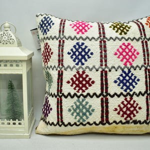turkish unique kilim pillow cover / ethnic pillow / decorative kilim pillow / special pillow / sofa pillow / 18x18 pillow cover code 6951