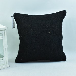 Black kilim pillow, Natural wool kilim pillow, Rustic pillow, Anatolian kilim pillow, Home decor pillow, 14x14 Pillow cover, code 2884