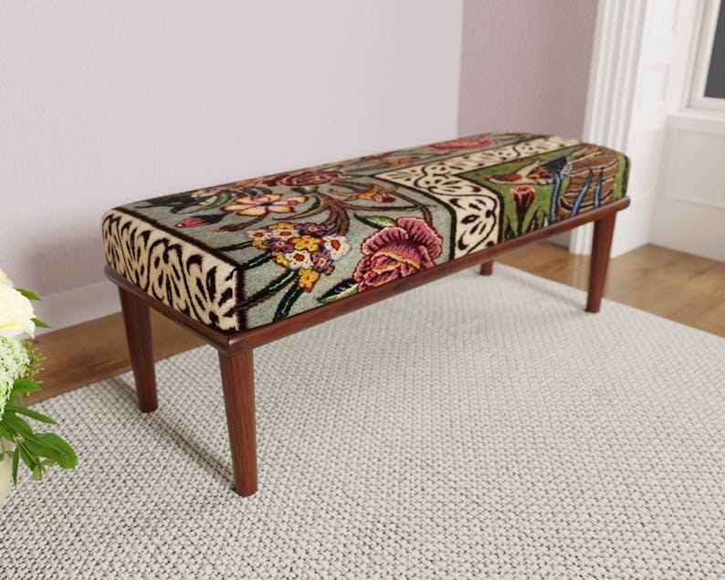 Oriental bench, Boho bench, Printed rug bench, Turkish rug bench, Oriental bench, Ottoman bench, Bedroom bench, Bedroom ottoman bench,
