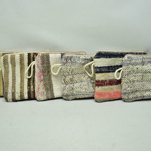 6 PIECES Turkish kilim purse, Oriental handmade bag, Coin pouch, Handmade purse, Small Makeup bag, 7x9 inches Woman kilim wallets, code 40