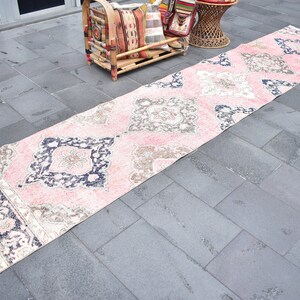 Vintage rug, 2.5 x 12.7 Ft, Turkish rug, Runner rug, Oushak rug, Handmade rug, Organic wool rug, Bohemian decor rug ZD6969