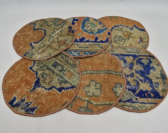 6 pieces ethnic decor set, Dinner table linens, 12x12 kitchen decor placemat, American service, Table mat, Home decor, Rug supla, code 96