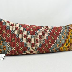 Geometric design kilim pillow cover, Multicolored kilim pillow, Ethnic kilim pillow, Decorative kilim pillow, 14x36 pillow cover, code 103
