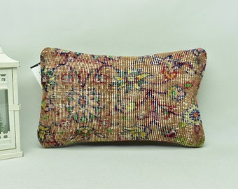 handmade wool rug pillow cover / home decor / decorative pillow / ethnic decor rug pillow / unique pillow / 12x20 pillow cover / code 5681